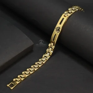 Gold Plated Statement Bracelet with Om and Black Design