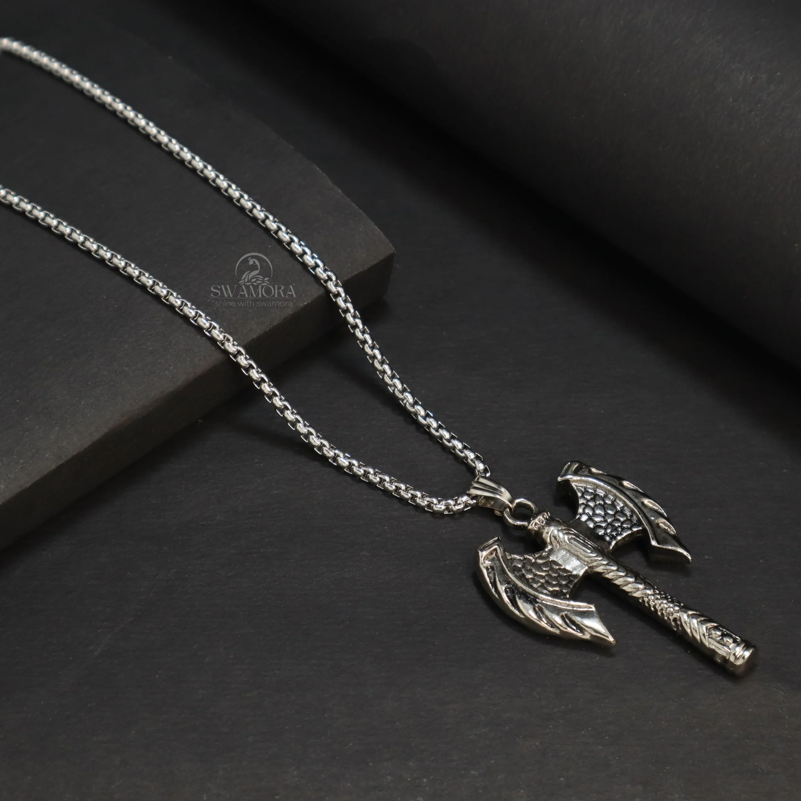 Designer Viking Axe Pendant Necklace - Image 2