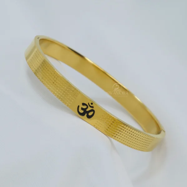 Om Elegant Gold Plated Stainless Steel Kada