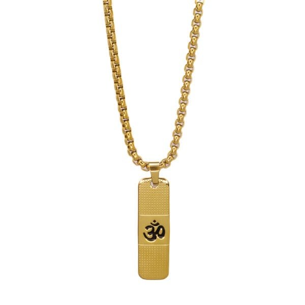 Om Pendant Dotted Design Gold Chain For Men (24 Inch)